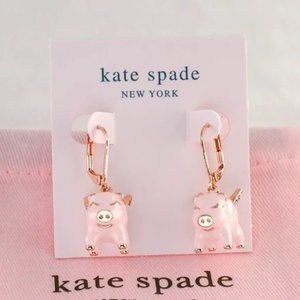 Kate Spade Imagination Flying Pig Enamel Earrings (with Dust Bag) Brand New